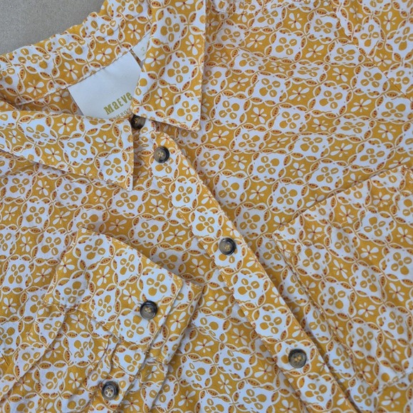 Maeve Tops - MAEVE Anthropologie Petrin Button-Down Shirt Womens 2 Orange & White Geometric